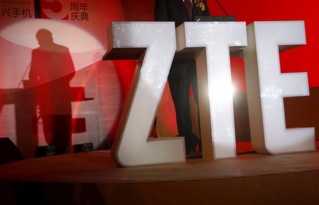 File photo of the ZTE company logo in Beijing